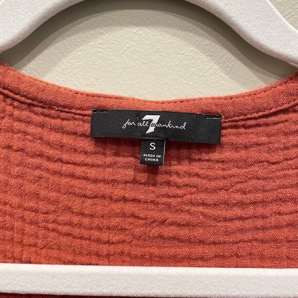 7 For All Mankind Boho Tiered Midi Dress in Orange - Size: Small - Picture 4 of 7